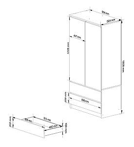 Dulap Akord S90 2D2SZ 2 Lustro Stejar Sonoma (Bej)/Alb