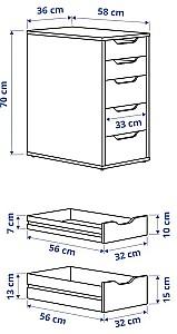 Comoda IKEA Alex 36x70 Vopsit Alb/Aspect Stejar (Bej)