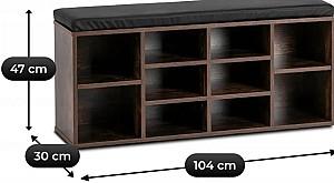 Raft pentru incaltaminte Mebel Elite Axel 104cm Stejar Rustic (Maro)/Negru