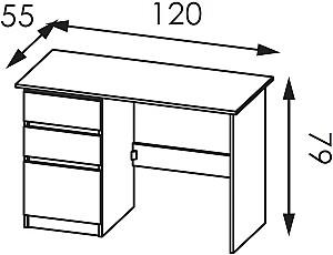 Masa de birou Modern Komfi 2 120cm Stejar Craft Alb