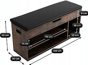 Raft pentru incaltaminte Mebel Elite Alec 100cm Stejar Rustic (Maro)/Negru