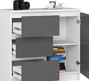 Comoda Akord 1D3SZ White/Graphite Gray