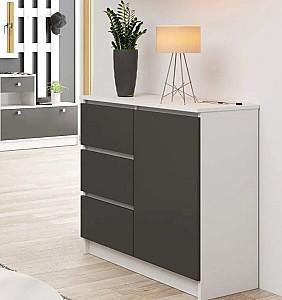 Comoda Akord 1D3SZ White/Graphite Gray