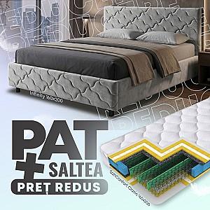 Pat VLM Infinity 160x200 Gri + Saltea Salt Confort Clasic 160x200