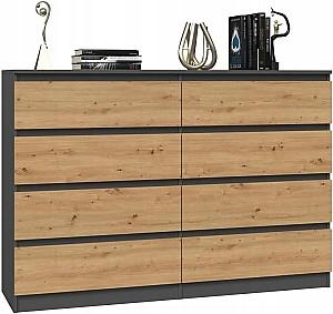 Comoda TopEshop Malwa M8 140 Antracit (Gri)/Stejar Artisan (Maro)