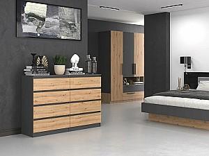 Comoda TopEshop Malwa M8 140 Antracit (Gri)/Stejar Artisan (Maro)