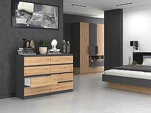 Comoda TopEshop Malwa M8 140 Antracit (Gri)/Stejar Artisan (Maro)