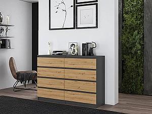 Comoda TopEshop Malwa M8 140 Antracit (Gri)/Stejar Artisan (Maro)