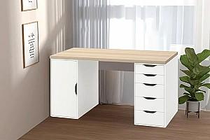 Masa de birou IKEA Lagkapten/Alex usa/sertare 140x60 Alb/Stejar Alb (Bej)
