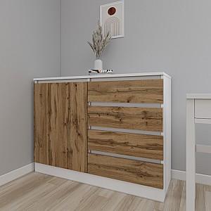 Comoda Smartex Т2 80 cm Alb / Stejar Închis