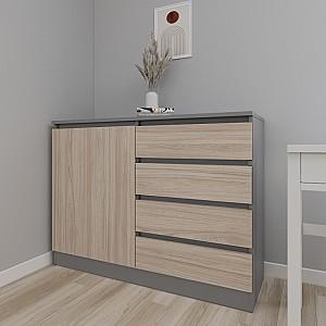 Comoda Smartex Т2 80 cm Grafit / Stejar Deschis