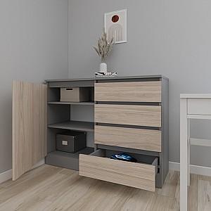 Comoda Smartex Т2 80 cm Grafit / Stejar Deschis