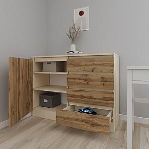 Comoda Smartex Т2 80 cm Ivory / Stejar Închis