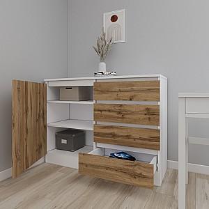 Comoda Smartex Т2 100 cm Alb / Stejar Închis