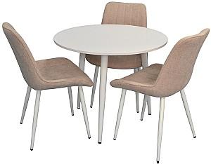 Set de masa si scaune Evelin DT 404-5 Wh + 3 scaune YTC-055 Wh / UF885-03 Light Beige
