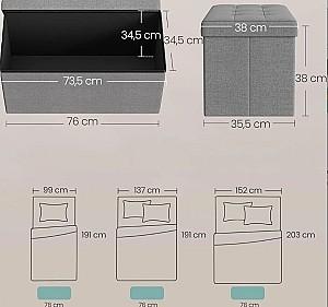 Bancheta Songmics LSF47G Light Grey