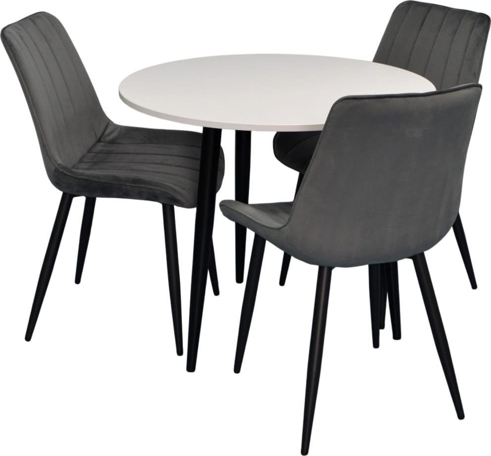 Set de masa si scaune Evelin DT 404-3B + 3 scaune YTC-055B / BLU-14 (Dark Grey)