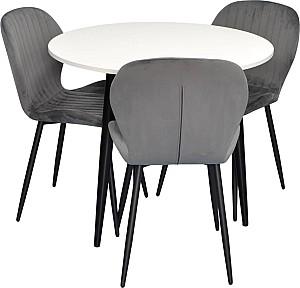 Set de masa si scaune Evelin DT 404-3B + 3 scaune YTC-064 B / BLU-14 (Dark Grey)