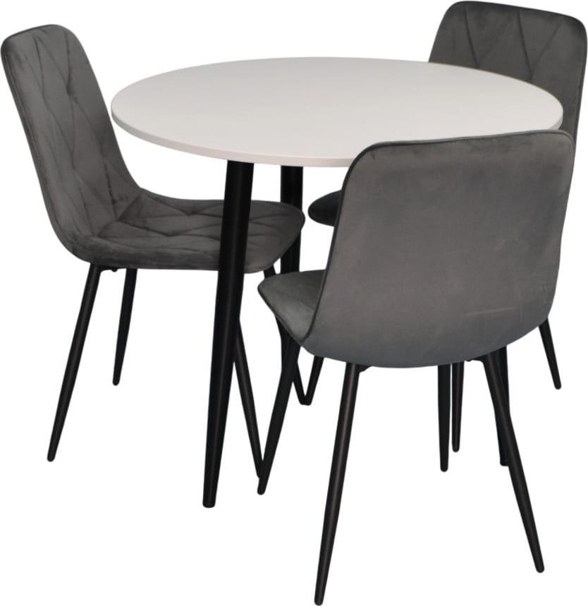 Set de masa si scaune Evelin DT 404-3B + 3 scaune YTC-080 B / BLU-14 (Dark Grey)