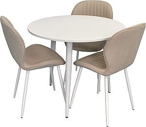 Set de masa si scaune Evelin DT 404-5Wh + 3 scaune YTC-064 Wh / BJORN-24 (Light Beige)