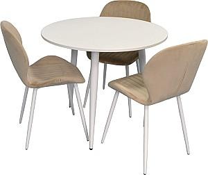 Set de masa si scaune Evelin DT 404-5Wh + 3 scaune YTC-064 Wh / UF910-01 (Light Beige)
