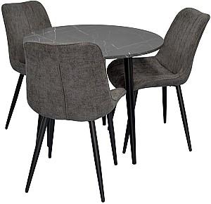 Set de masa si scaune Evelin DT 404-6B + 3 scaune YTC-055 B / UF885-15 (Dark Grey)