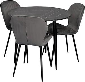 Set de masa si scaune Evelin DT 404-6B + 3 scuane YTC-064 B / BLU-14 (Dark Grey)