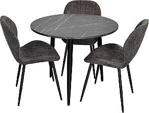 Set de masa si scaune Evelin DT 404-6B + 3 scaune YTC-064 B / UF885-15 (Dark Grey)