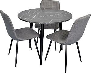Set de masa si scaune Evelin DT 404-6B + 3 scaune YTC-078 B / BJORN-13 (Grey)