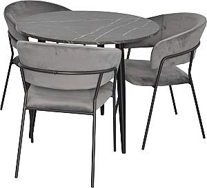 Set de masa si scaune Evelin DT 404-6B + 3 scaune YTC-097B UF BLU-14 (Dark Grey)