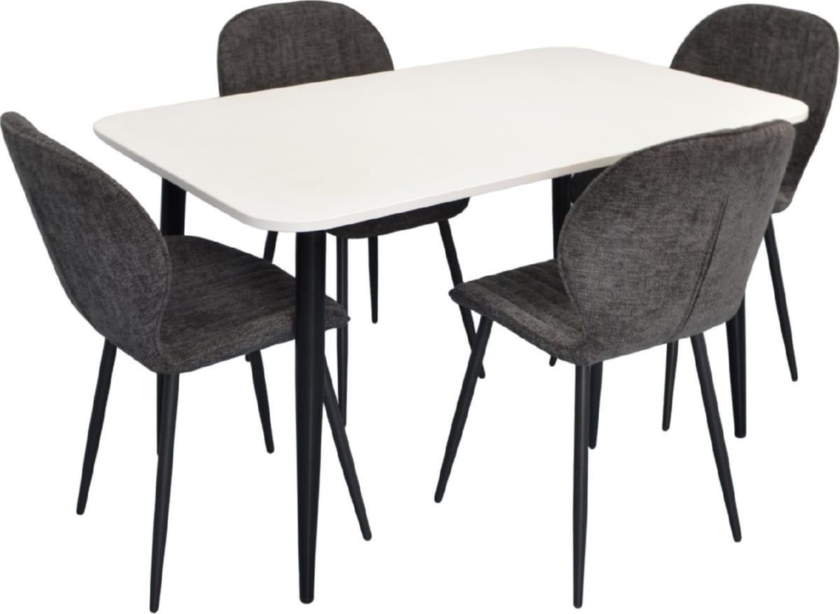 Set de masa si scaune Evelin DT 405-3B + 4 scaune YTC-064 B / UF885-15 (Dark Grey)