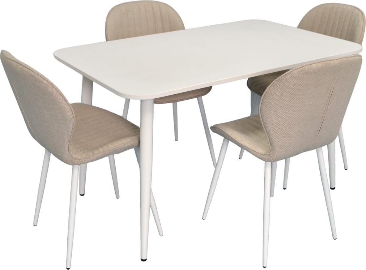 Set de masa si scaune Evelin DT 405-4Wh + 4 scaune YTC-064 Wh / BJORN-24 (Light Beige)
