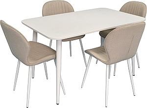 Set de masa si scaune Evelin DT 405-4Wh + 4 scaune YTC-064 Wh / BJORN-24 (Light Beige)