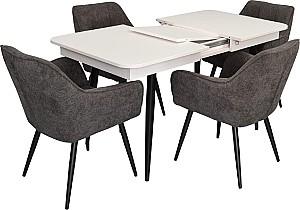 Set de masa si scaune Evelin DT 432-1R B + 4 scaune YTC-090 B / UF885-15 (Dark Grey)