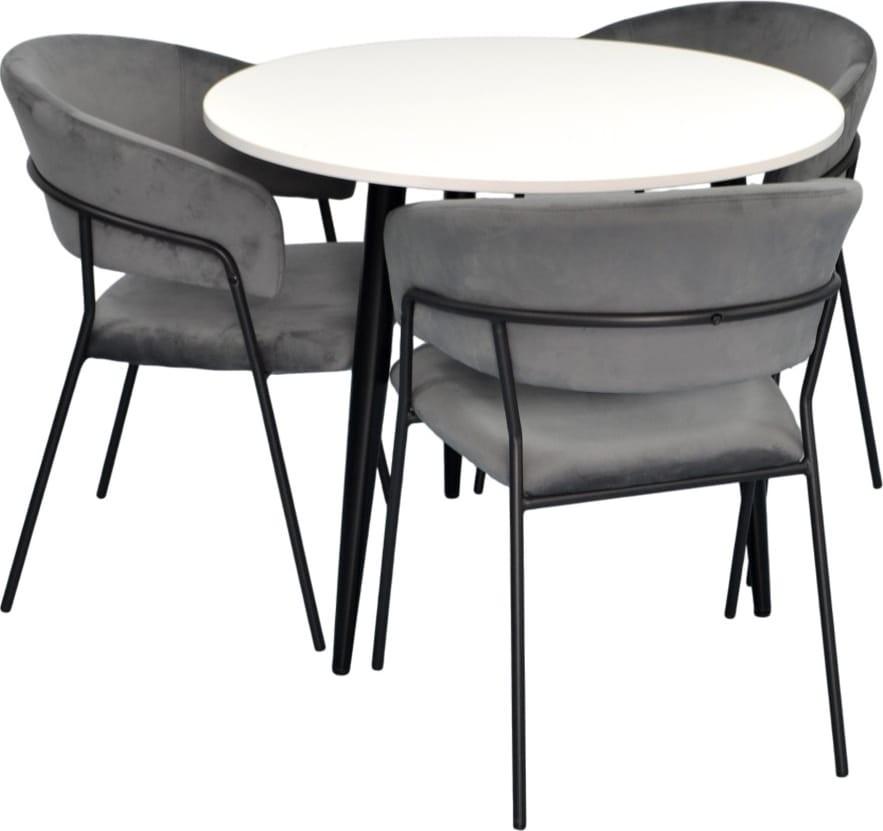 Set de masa si scaune Evelin DT 404-3B + 3 scaune YTC-097 B / UF BLU-14 (Dark Grey)