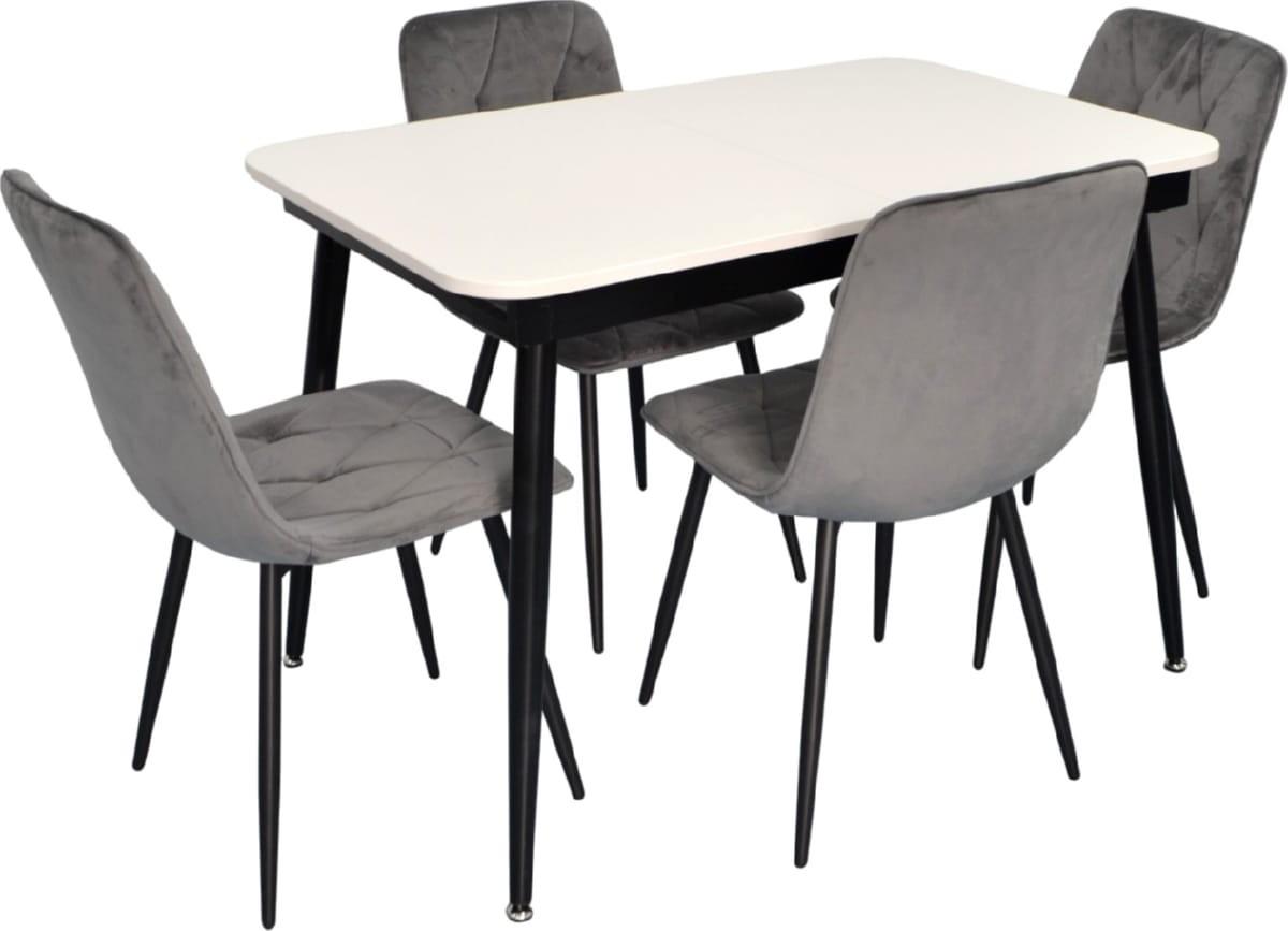 Set de masa si scaune Evelin DT 531R B + 4 scaune YTC-080 B / BLU-14 (Dark Grey)