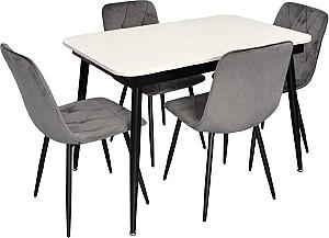 Set de masa si scaune Evelin DT 531R B + 4 scaune YTC-080 B / BLU-14 (Dark Grey)