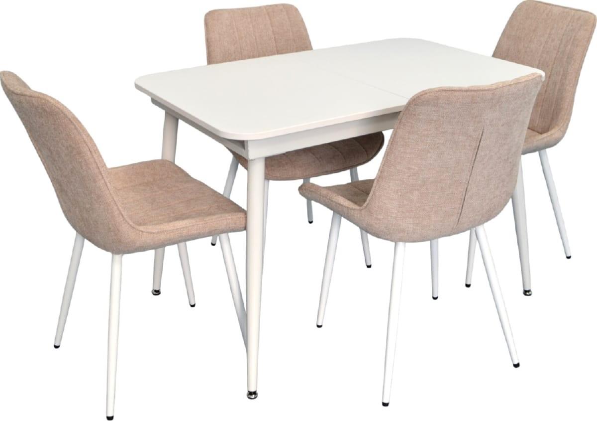 Set de masa si scaune Evelin DT 531R Wh + 4 scaune YTC-055 Wh / UF885-03 (Light Beige)