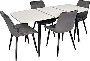 Set de masa si scaune Evelin DT 532R B + 4 scaune YTC-055 B / BLU-14 (Dark Grey)
