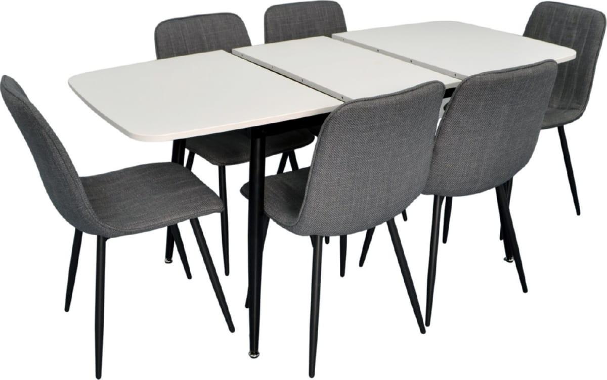 Set de masa si scaune Evelin DT 532R B + 6 scaune YTC-078 B / BJORN-13 (Grey)