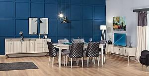 Set de masa si scaune Modalife Vivaldi (6 scaune gri)