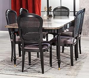 Set de masa si scaune Modalife Urla + 6 scaune Negru