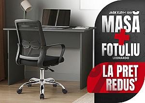 Masa de birou Jask Elev-1 100 Antracit + Fotoliu Leonardo