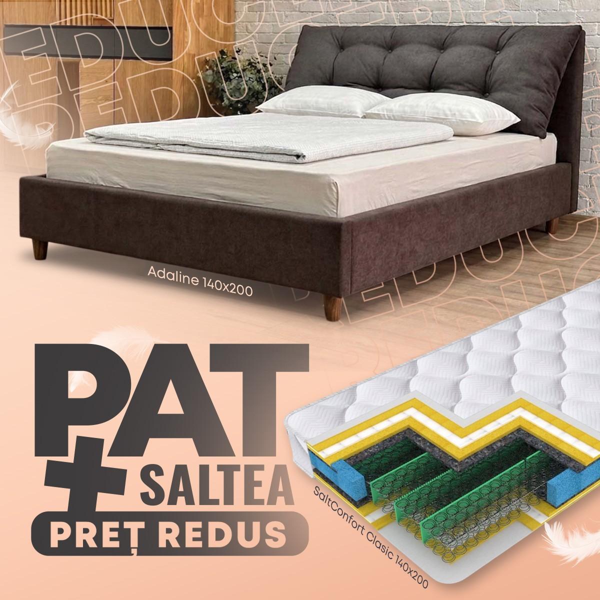 Pat Queens Adaline Eco 140x200 + Saltea Salt Confort Clasic 140x200
