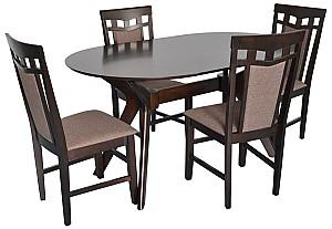 Set de masa si scaune Evelin Raffles Oval Chocolate + 4 scaune Deepa R Chocolate / Ekea12 Dark Brown