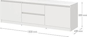 Tumba pentru televizor MBS Neo 2S2D (150x43x53 cm) Alb