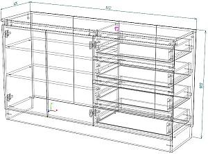Comoda Smartex Т2 160 cm Alb / Grafit