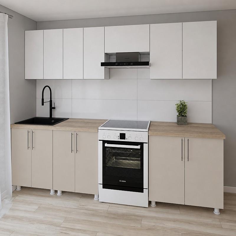 Set mobila bucatarie Smartex K1 260 cm Alb / Cașmir