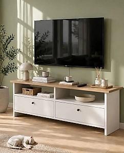 Tumba pentru televizor Bofigo 120x50x30cm Santorini Stejar Safir (Bej)/Alb