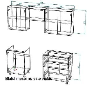 Set mobila bucatarie Smartex K2 200 cm Cașmir